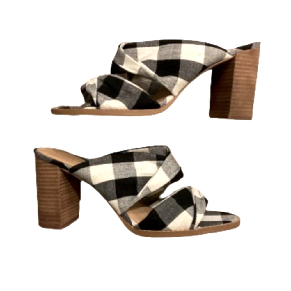 Madewell Mules Alexandria Black & White Gingham Check Size 9 NWOT